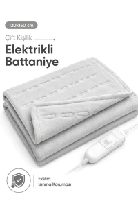 OMAK Çift Kişilik Elektrikli Battaniye Tam Güvenlikli Dayanıklı Çift Kademeli Termostatlı Elektrikli Yatak Isıtıcı 